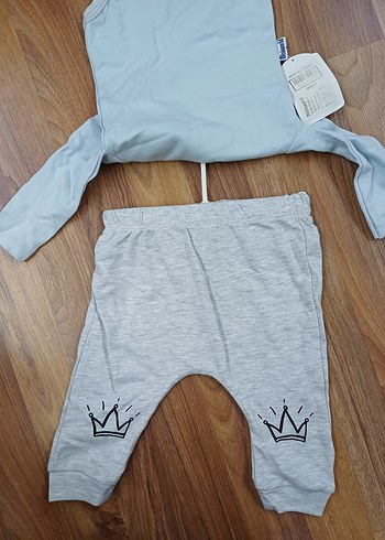 Mavi Gri Baskılı Bebek Erkek Takımı Uzun Kollu - Görsel 3