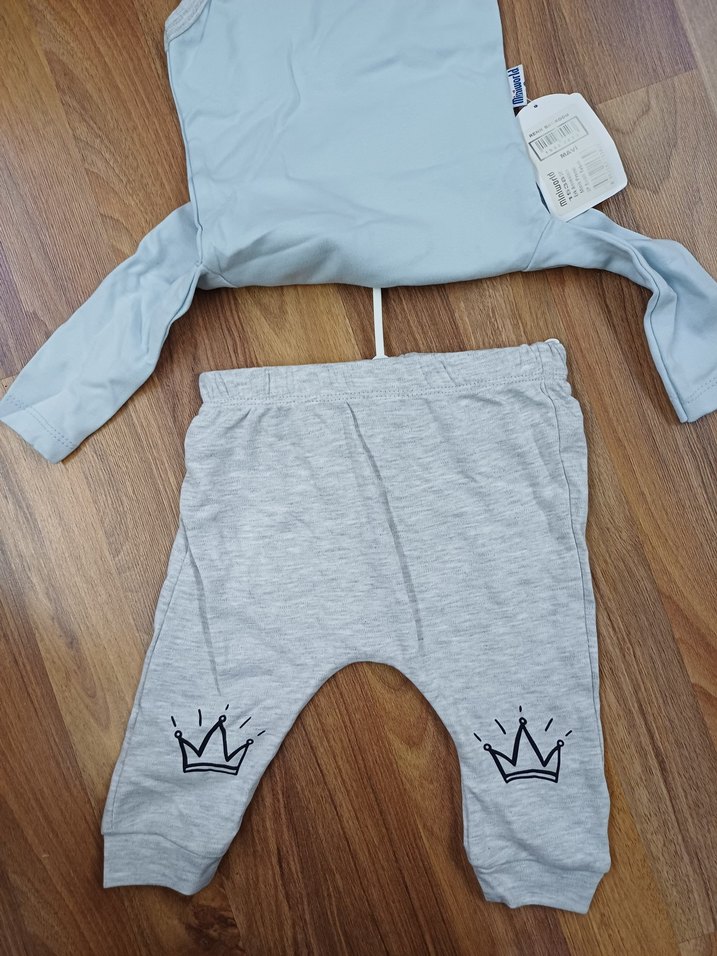 Mavi Gri Baskılı Bebek Erkek Takımı Uzun Kollu - Görsel 3