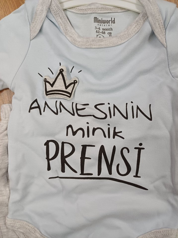 Mavi Gri Baskılı Bebek Erkek Takımı Uzun Kollu - Görsel 2