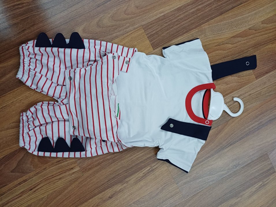 Renkli Desenli Bebek Tulum Velcro Kapamalı - Görsel 3