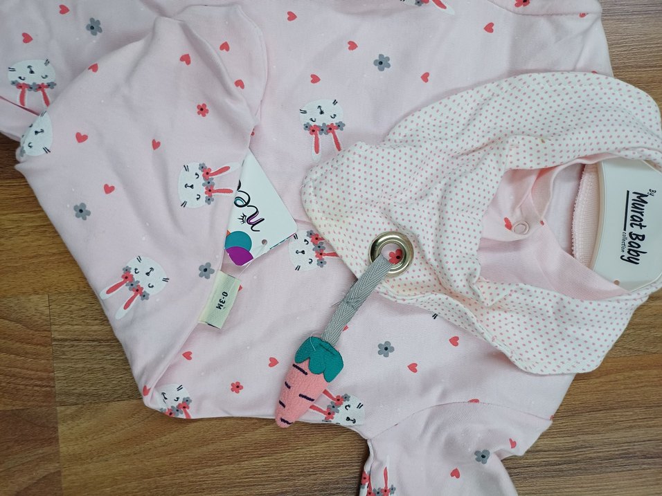 Renkli Desenli Pembe Bebek Tulumu - Görsel 2