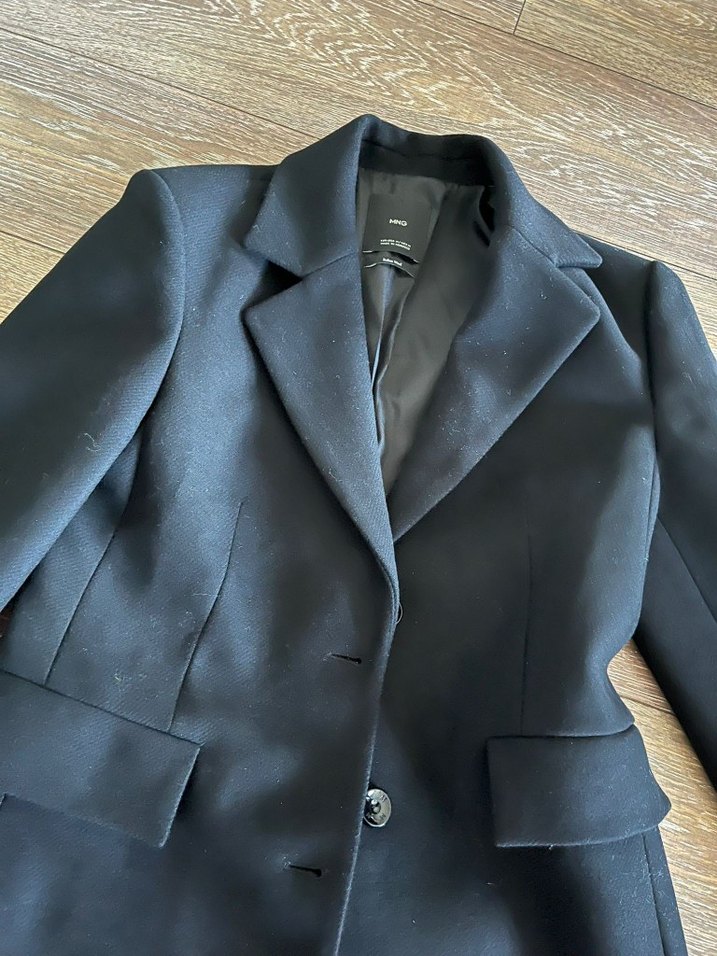 MANGO SİYAH UZUN YÜN PALTO - Görsel 5