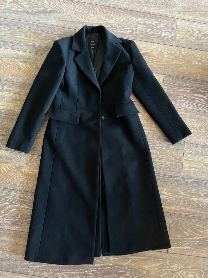 MANGO SİYAH UZUN YÜN PALTO - Görsel 4