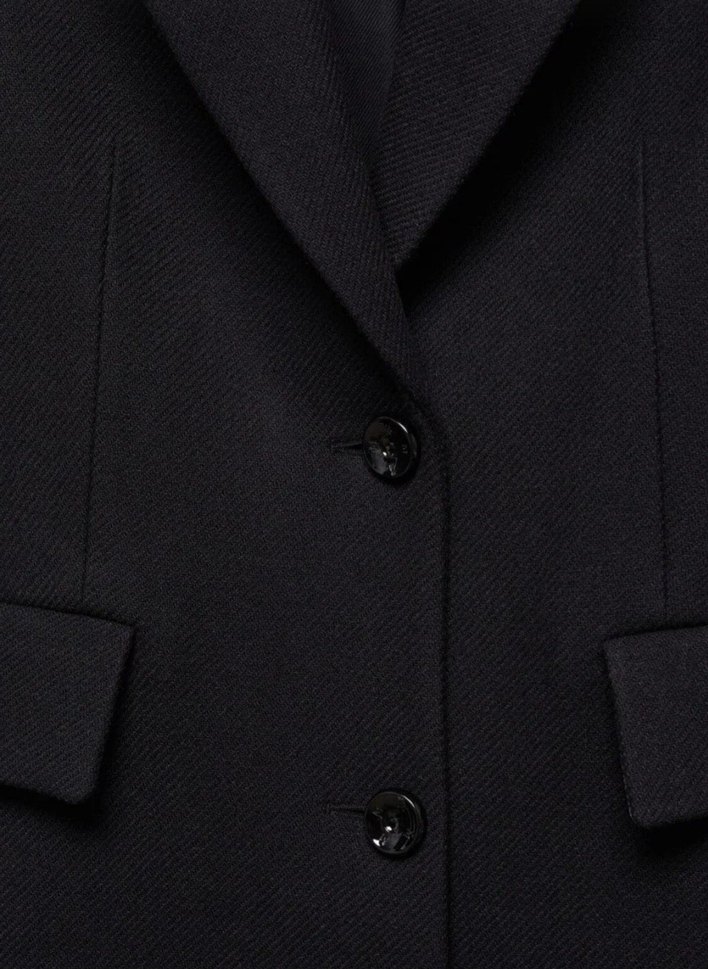 MANGO SİYAH UZUN YÜN PALTO - Görsel 3