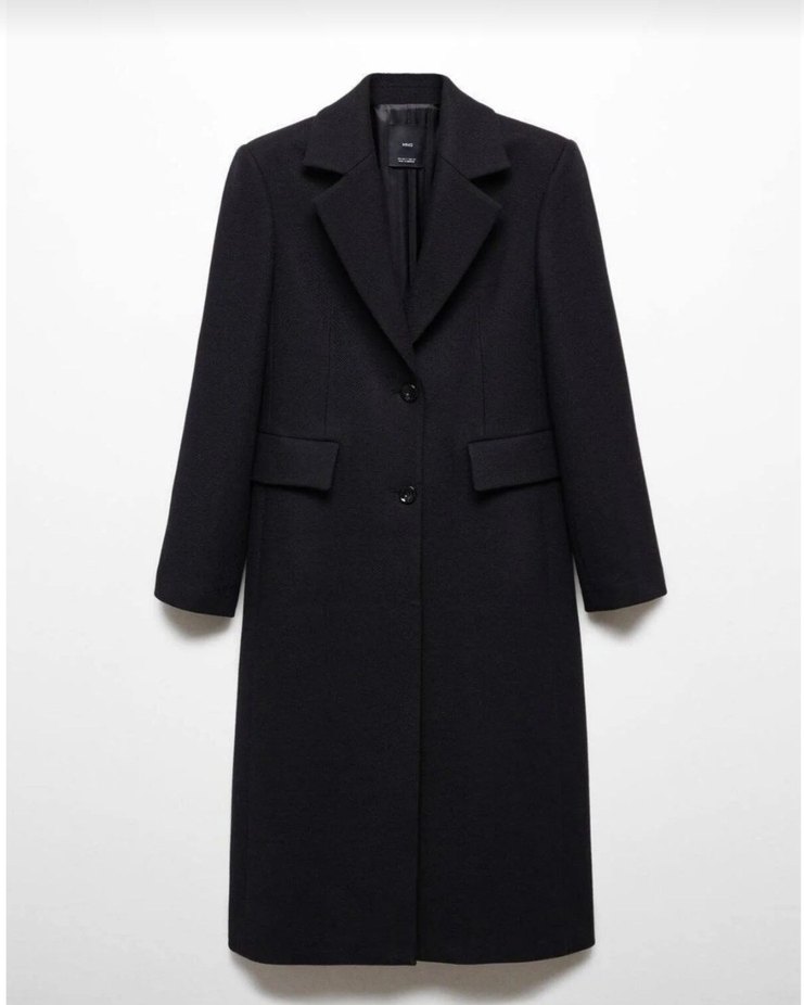 MANGO SİYAH UZUN YÜN PALTO - Görsel 2