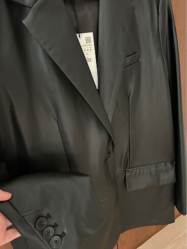 m Beden siyah Renk Deri blazer