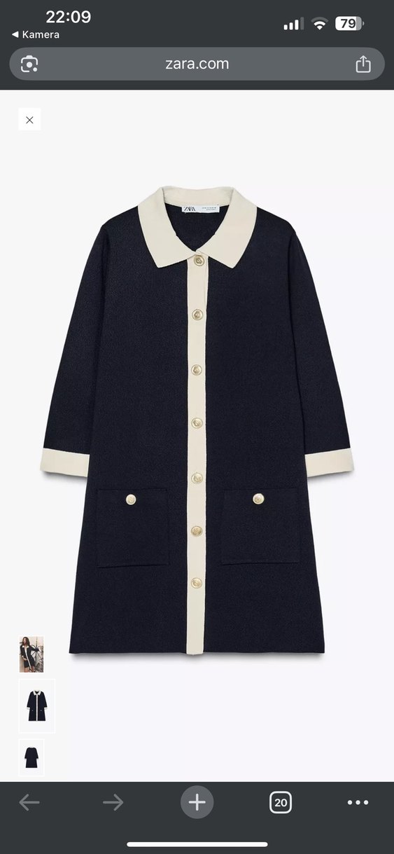 Sarı Düğmeli Lacivert Kadın Ofis Elbisesi - Görsel 2