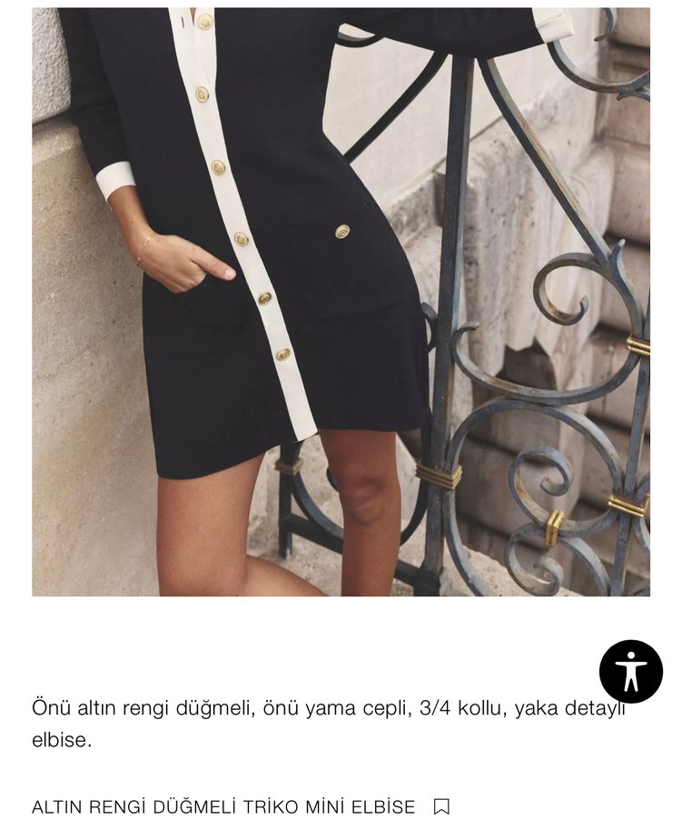 Sarı Düğmeli Lacivert Kadın Ofis Elbisesi - Görsel 4