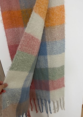 Pastel Renkli Örgü Yün Kadın Şal - Görsel 4