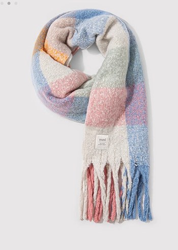 Pastel Renkli Örgü Yün Kadın Şal - Görsel 2
