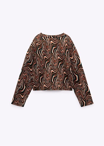 Zara Zara Bağlama Desenli Kahverengi Mini Elbise