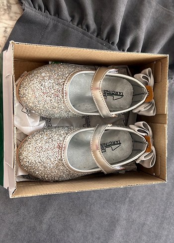 Gri Yılan Desenli Kız Babet Ayakkabı - Görsel 8