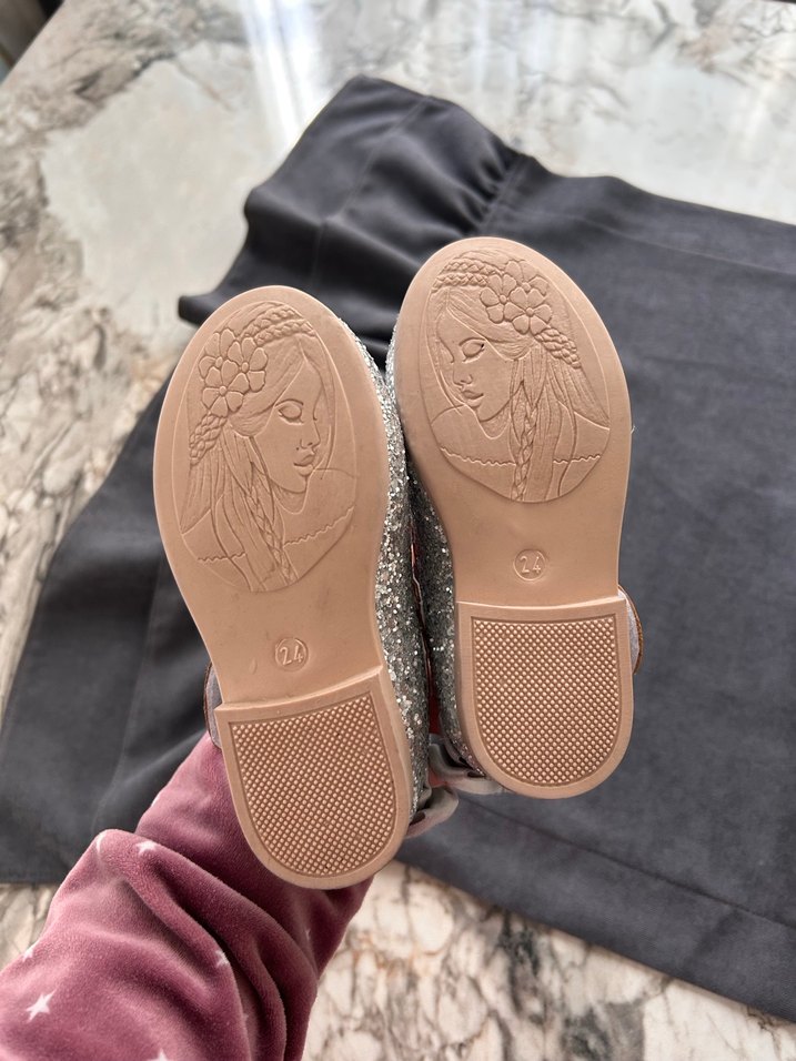 Gri Yılan Desenli Kız Babet Ayakkabı - Görsel 5