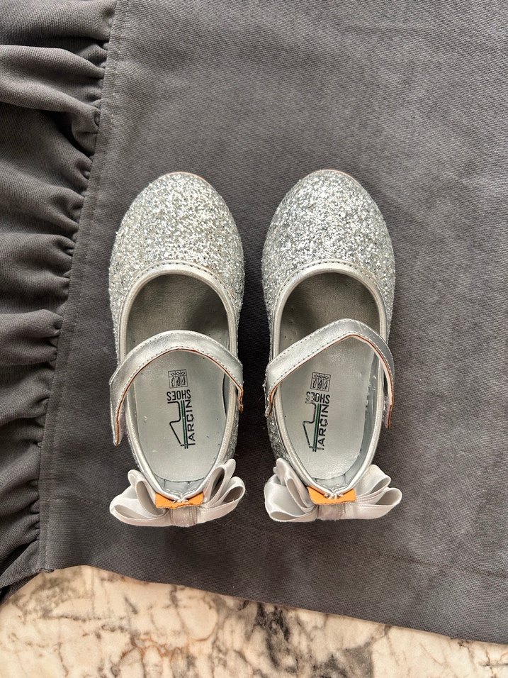 Gri Yılan Desenli Kız Babet Ayakkabı - Görsel 4