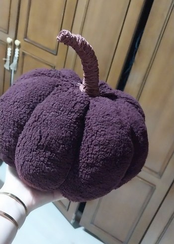 Bordo Kadife Dekoratif Kabak Seti balkabaği kirlent - Görsel 5