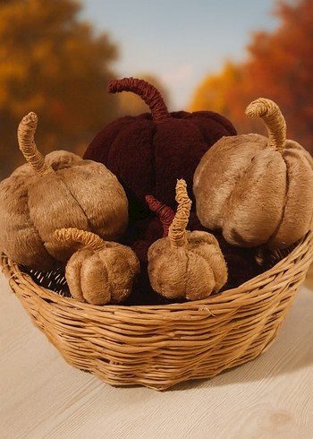 Bordo Kadife Dekoratif Kabak Seti balkabaği kirlent - Görsel 2