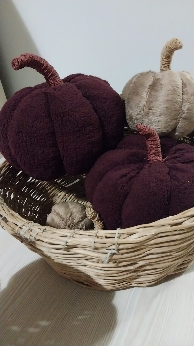 Bordo Kadife Dekoratif Kabak Seti balkabaği kirlent - Görsel 3