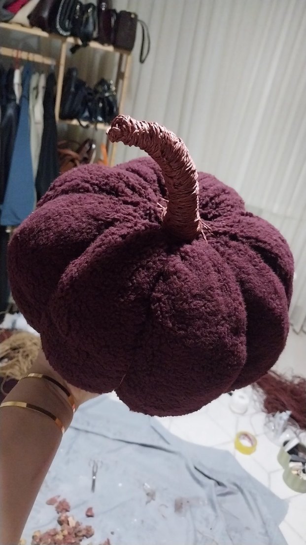 Bordo Kadife Dekoratif Kabak Seti balkabaği kirlent - Görsel 4