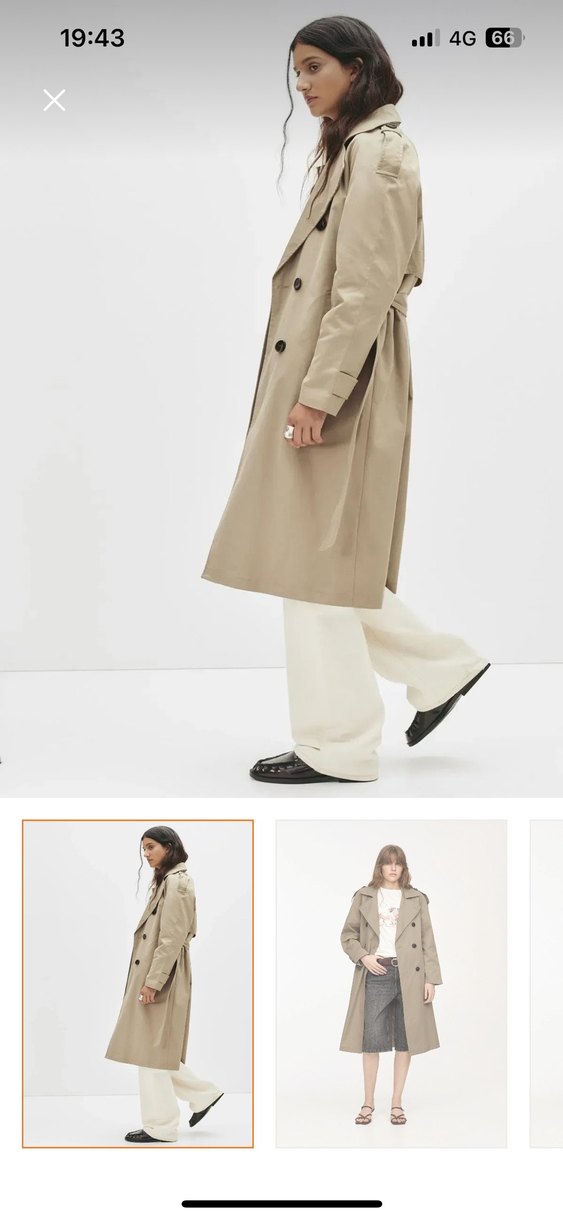 Bej Uzun Kadın Trençkot - Görsel 2