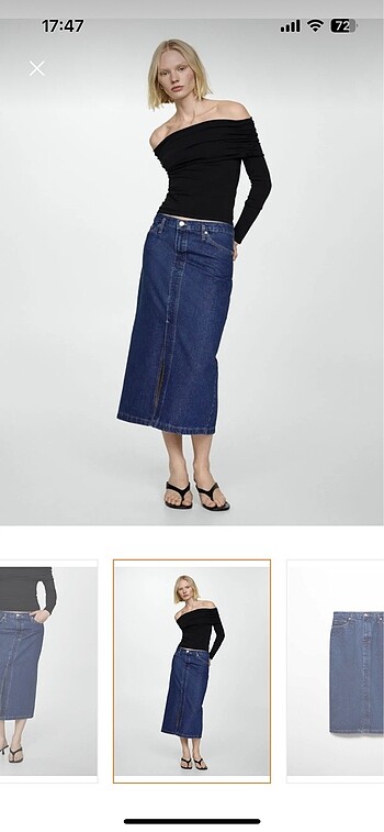 Mango Mango midi denim etek