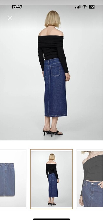 xxl Beden lacivert Renk Mango midi denim etek