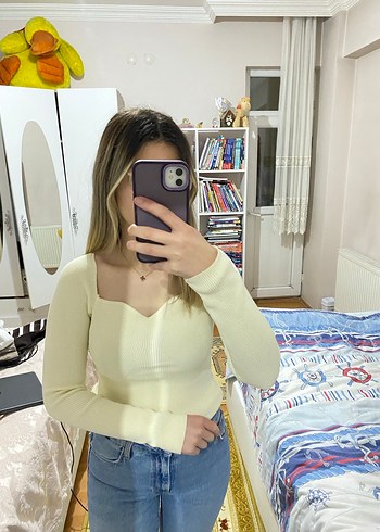 V Yaka Bej Kadın Triko - Görsel 2