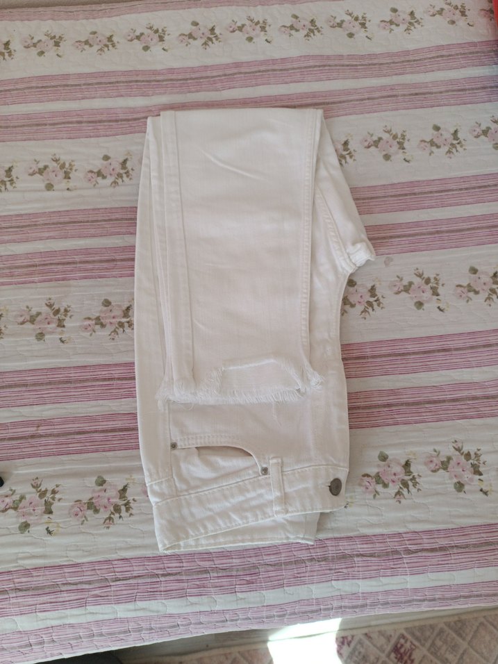 Beyaz Kadın kot pantolon - Görsel 5