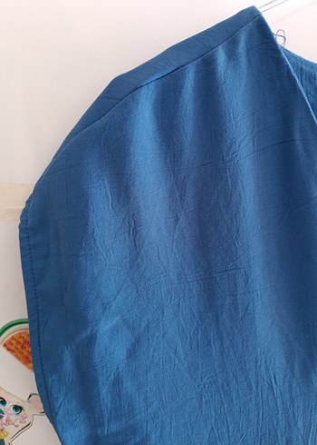 Lacivert V Yakalı Salaş Midi Elbise - Görsel 6