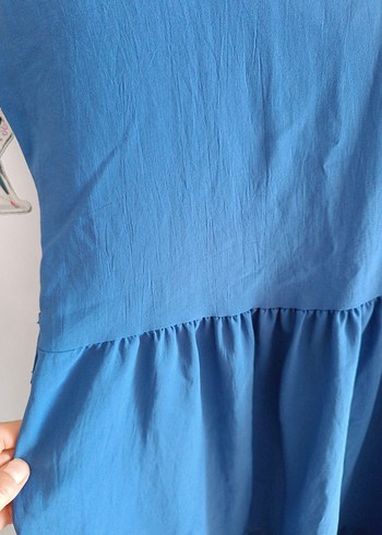 Lacivert V Yakalı Salaş Midi Elbise - Görsel 7