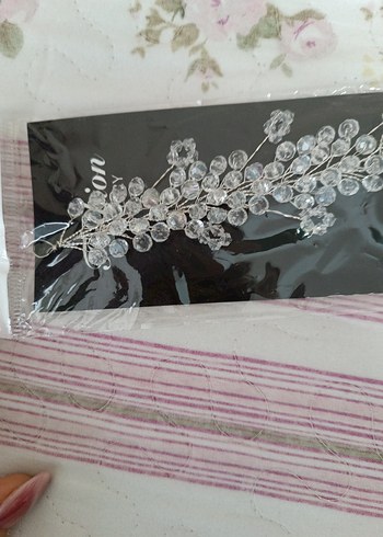 Boncuk İşlemeli Beyaz Saç Aksesuarı - Görsel 5