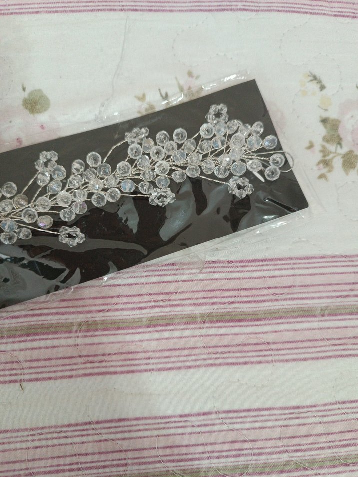 Boncuk İşlemeli Beyaz Saç Aksesuarı - Görsel 3