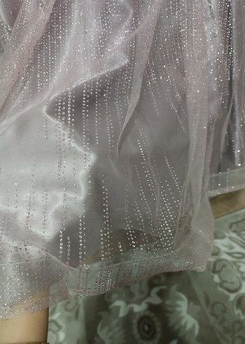 Uzun Kollu Nakışlı lilaAbiye Elbise - Görsel 14