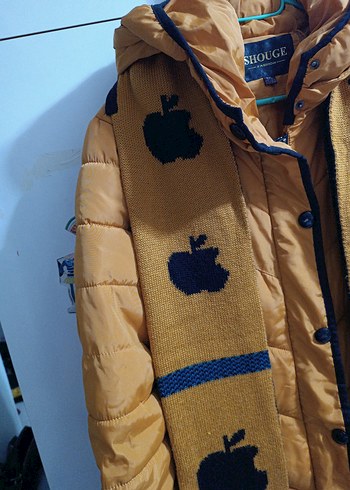 Sarı Kapüşonlu Uzun Kışlık Kadın Mont - Görsel 7