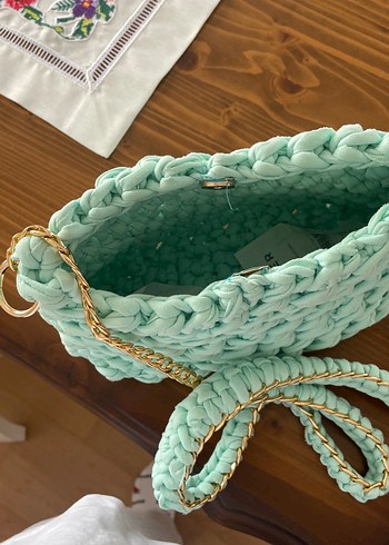 Turkuaz Örgü Kadın Çanta - Görsel 3