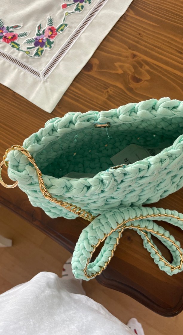 Turkuaz Örgü Kadın Çanta - Görsel 3