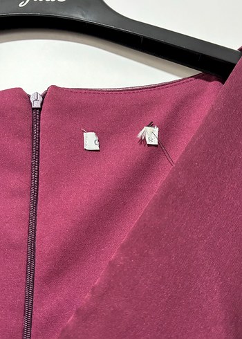 Bordo Uzun Drapeli Kadın Abiye Elbise - Görsel 3