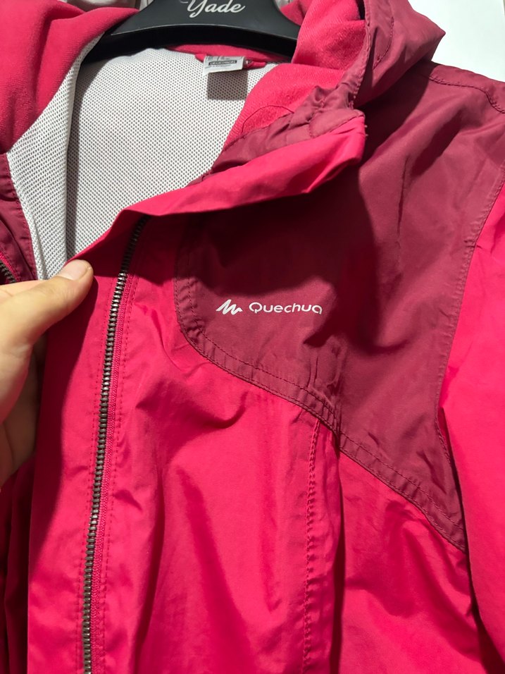 Pembe Kapüşonlu Kadın Ceket Yağmurluk - Görsel 2