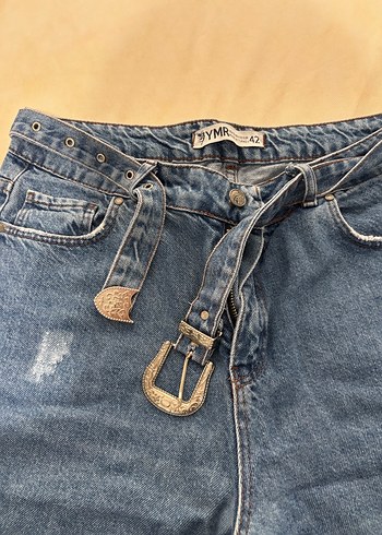 Kadın Mavi Bol Kesim Kot Pantolon - Görsel 2