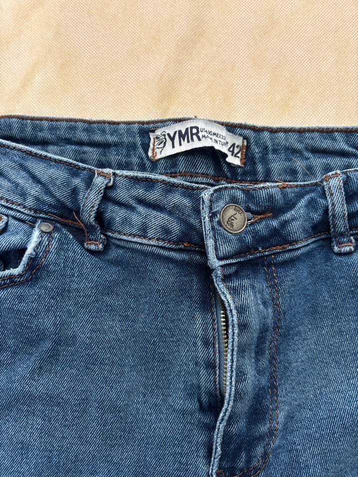 Kadın Mavi Gri Midi Boy Bol Kesim Kot Pantolon - Görsel 2