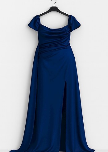 Straplez Lacivert uzun Abiye Elbise - Görsel 4
