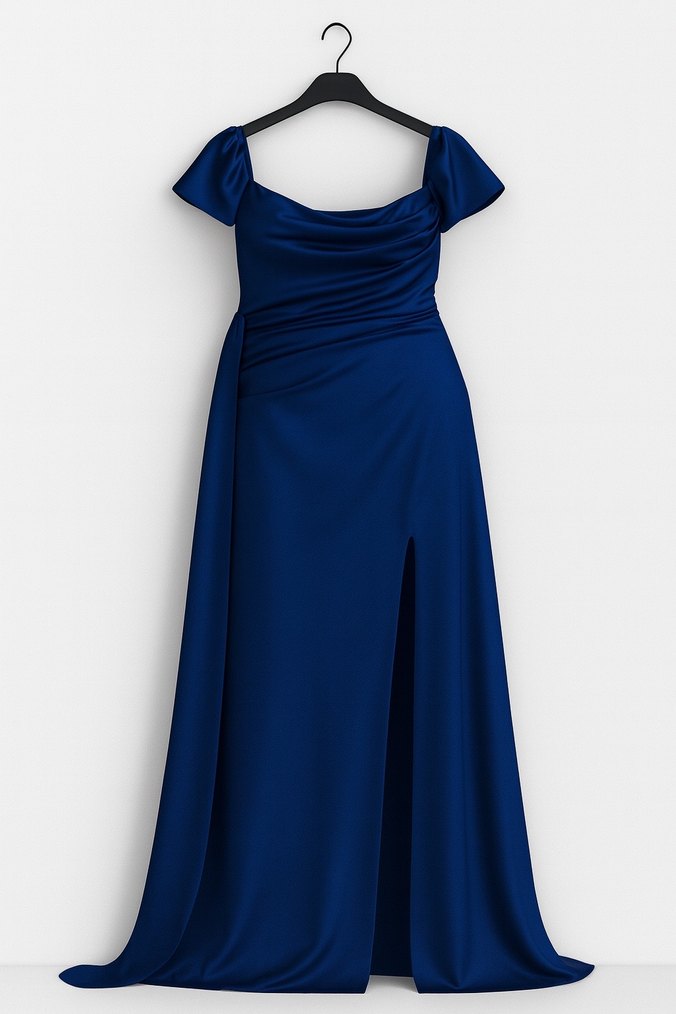 Straplez Lacivert uzun Abiye Elbise - Görsel 4