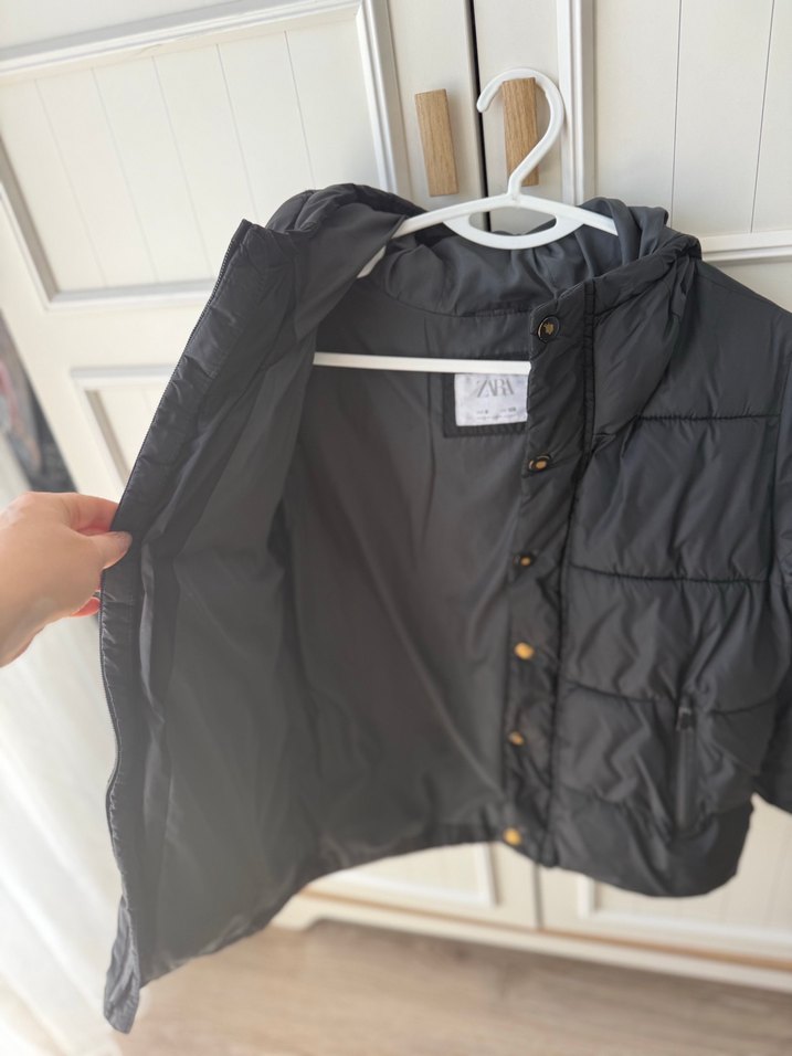 Siyah Erkek Çocuk Düğmeli Kaban - Görsel 5