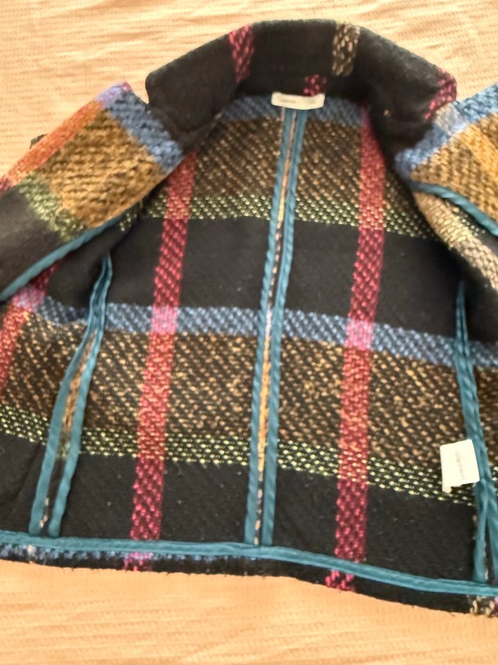 Düğmeli Çok Renkli Yün Kadın Kaban - Görsel 5