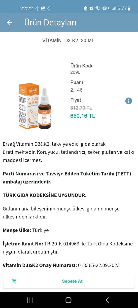 Ersag Vitamin D3 & K2 Takviye Edici Gıda - Görsel 4
