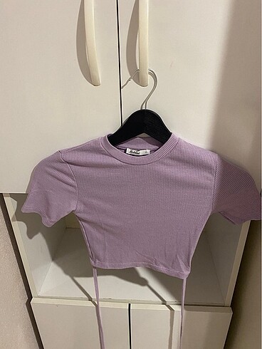 xs Beden mor Renk lila renk crop bluz