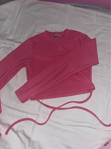 pembe belden bağlamalı crop