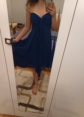 Diğer Straplez mavi elbise