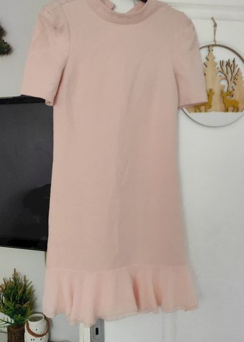 Pembe Kısa Kollu Mini Elbise
