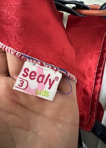 Nakışlı Renkli Kız Kot Elbise - Görsel 3