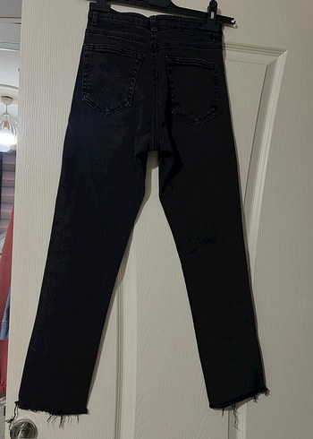 Kadın Siyah Regular Fit Midi Denim Pantolon - Görsel 2